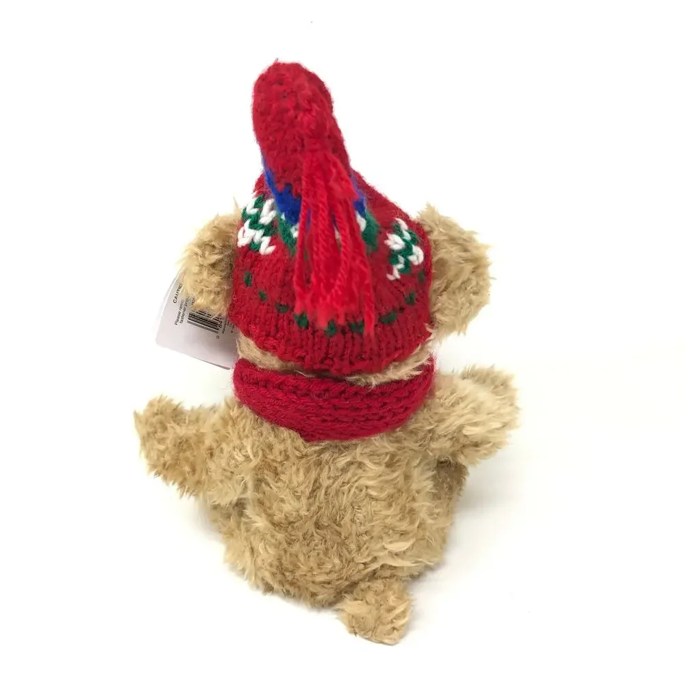 Gibson Keepsake Kritters Tan Teddy Bear Plush VTG 1996 Red Scarf Hat 8
